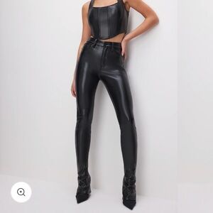 Good American Black Faux Leather Pants